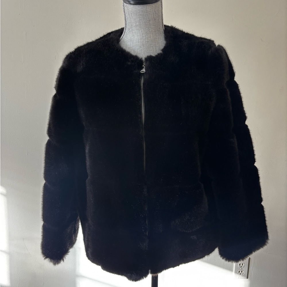 Zara Black Faux Fur Jacket